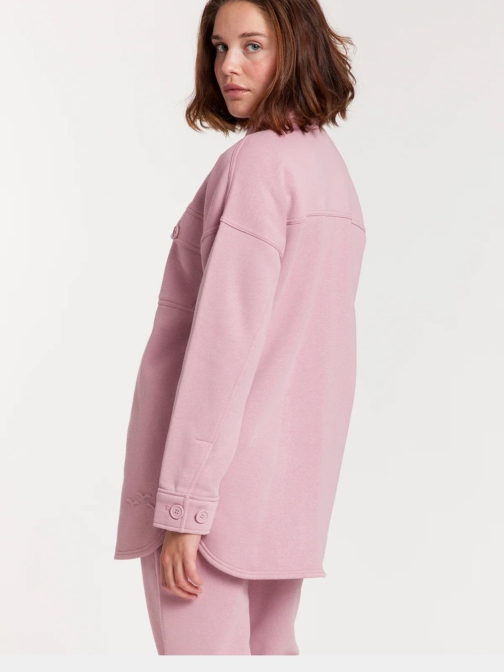 Lazypants Fleece Shacket in Rose - Picture 2 of 13